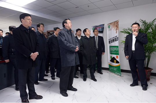 时任河南省省委书记郭庚茂（前排左二）、省长谢伏瞻（前排左一）莅临糖心视频在线播放网集团指导工作